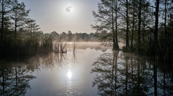 Moonlit Wetlands Wallpaper